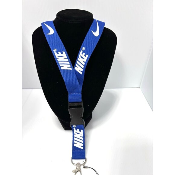Nike Blue White Lanyard Detachable Clasp Keychain Holder ID Badge Strap New - Picture 2 of 7